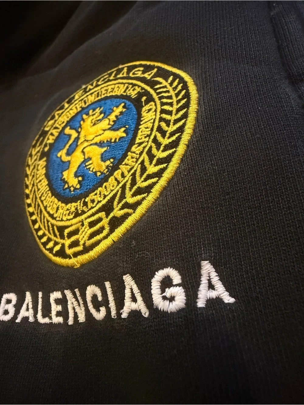 Balenciaga Black Cotton Shorts with Yellow Patch
